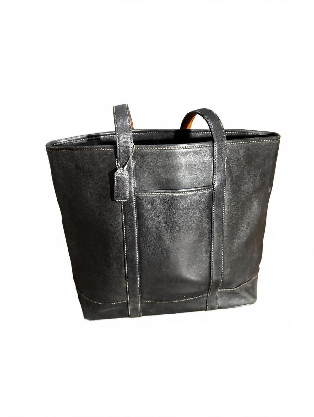 Vintage Coach Black Leather Tote Bag